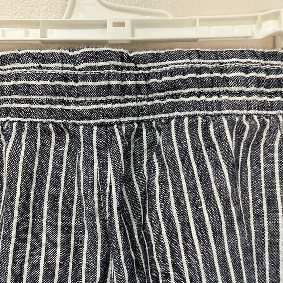L.L. Bean Premium Washable Linen Pull-On Pants Stripe Relaxed Wide Leg 4P - Picture 7 of 9